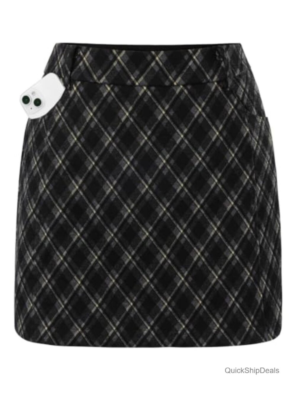 Women Plaid Mini Skirt with Shorts High Waist Pencil Skort Pockets